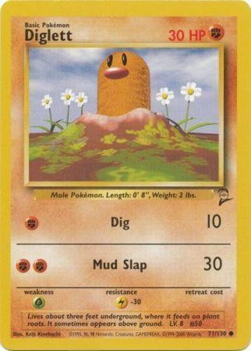 Diglett - 71/130 - Common - Unlimited Edition NM Base Set 2