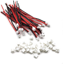 20 Sets Mini JST PH 2.0mm 2 Pin Male Female Connector Plug 10cm Silicone