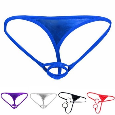 Herren G String Tanga Unterwäsche mit Cockring offen Knopfloch schwarz weiß rot