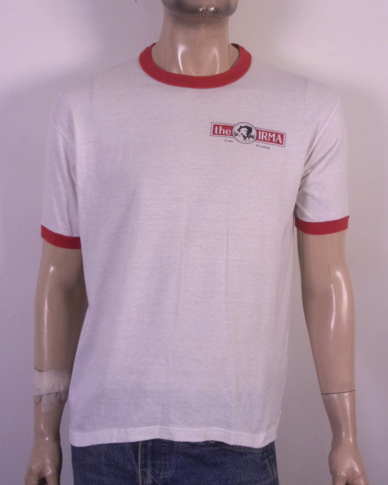 vintage 80s The IRMA Hotel Cody Wyoming Ringer T-Shirt Buffalo Bill Cody sz XL