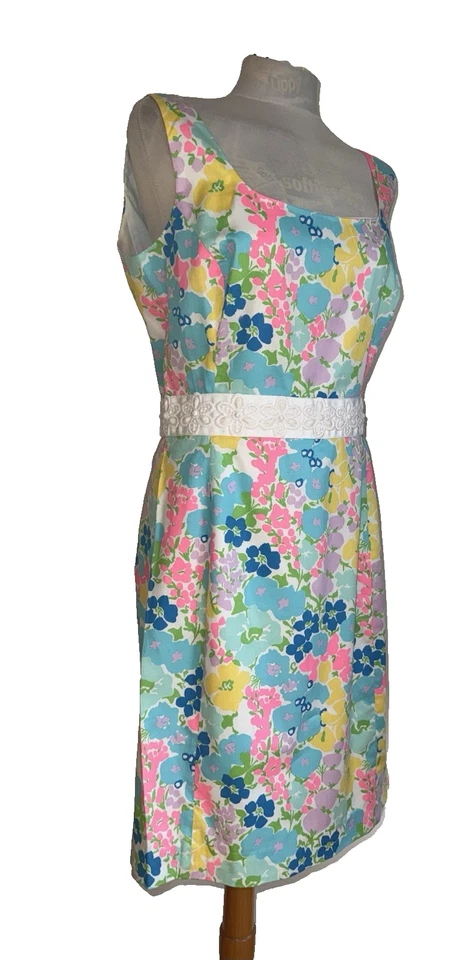 LILLY PULITZER "SERENA" SPRING FLING DRESS COLOURFUL FLUORESENT SIZE 12 NEW - Image 1 of 4
