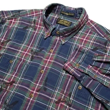 Rare VTG Eddie Bauer Bainbridge Flannel Shirt Mens XL Waterfowl AOP Plaid USA