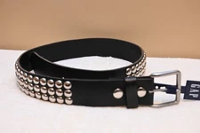 GAP Genuine Cow Leather Mens Womens Bikers Dancers Silver Buckle Classic Belt