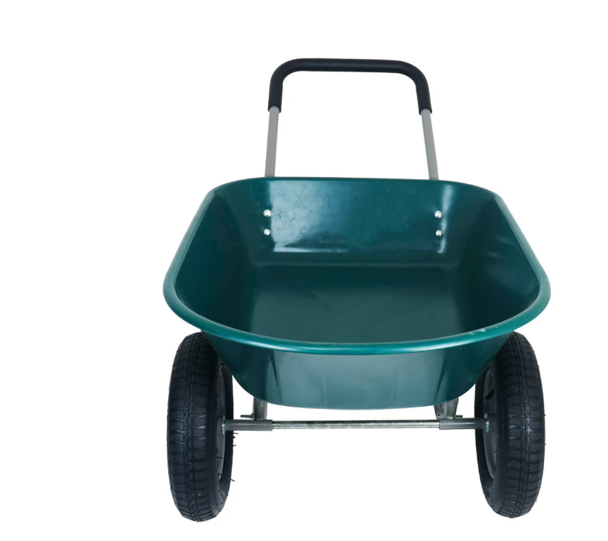 Heavy-Duty Garden Cart Dual Wheel Wheelbarrow Rust Proof Yard Tool Easy Use
