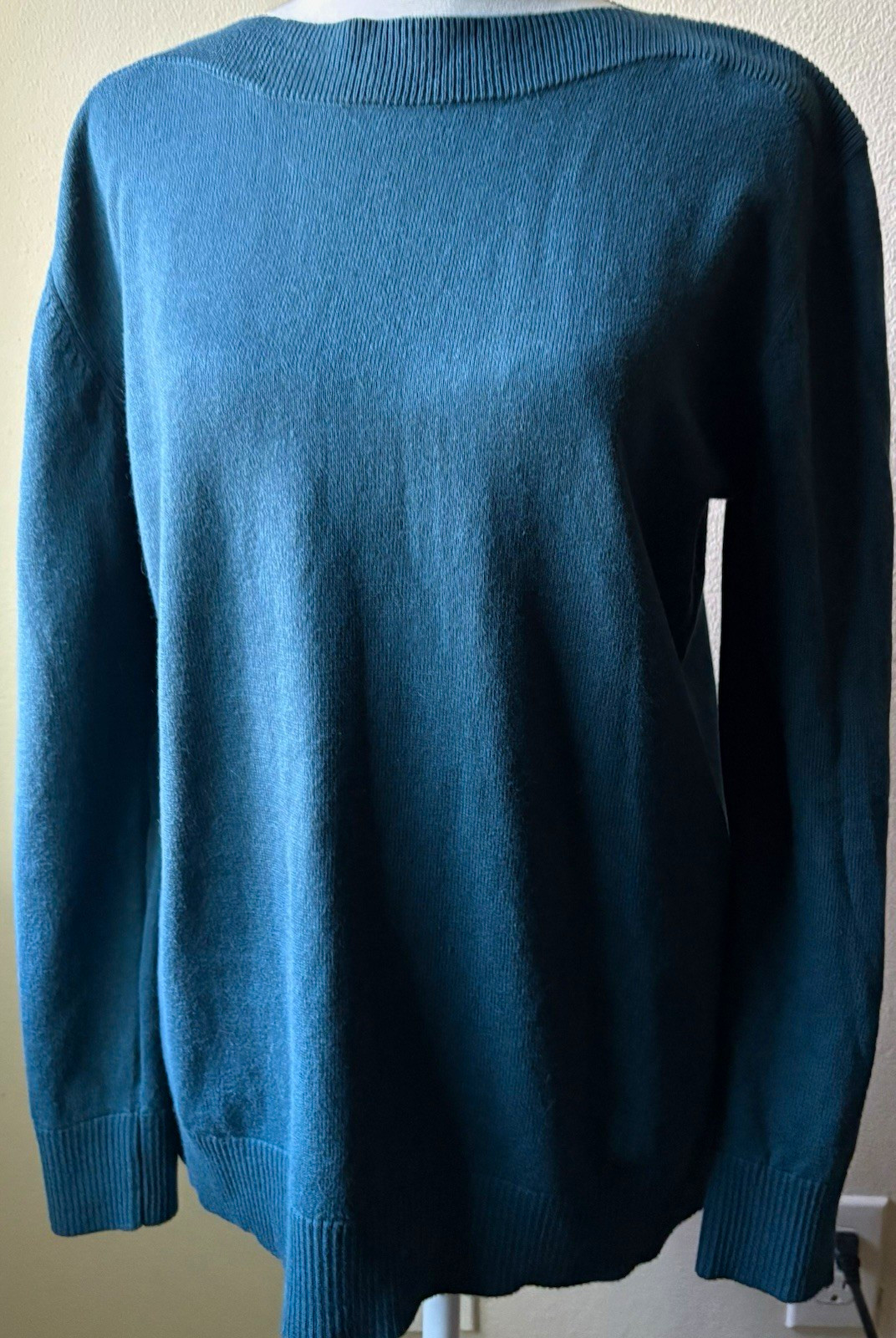 Dark green cotton cashmere ribbed sweater