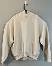 Los Angeles Apparel Yeezy Style Hoodie 16oz Mens Size L Ivory White Boxy For
