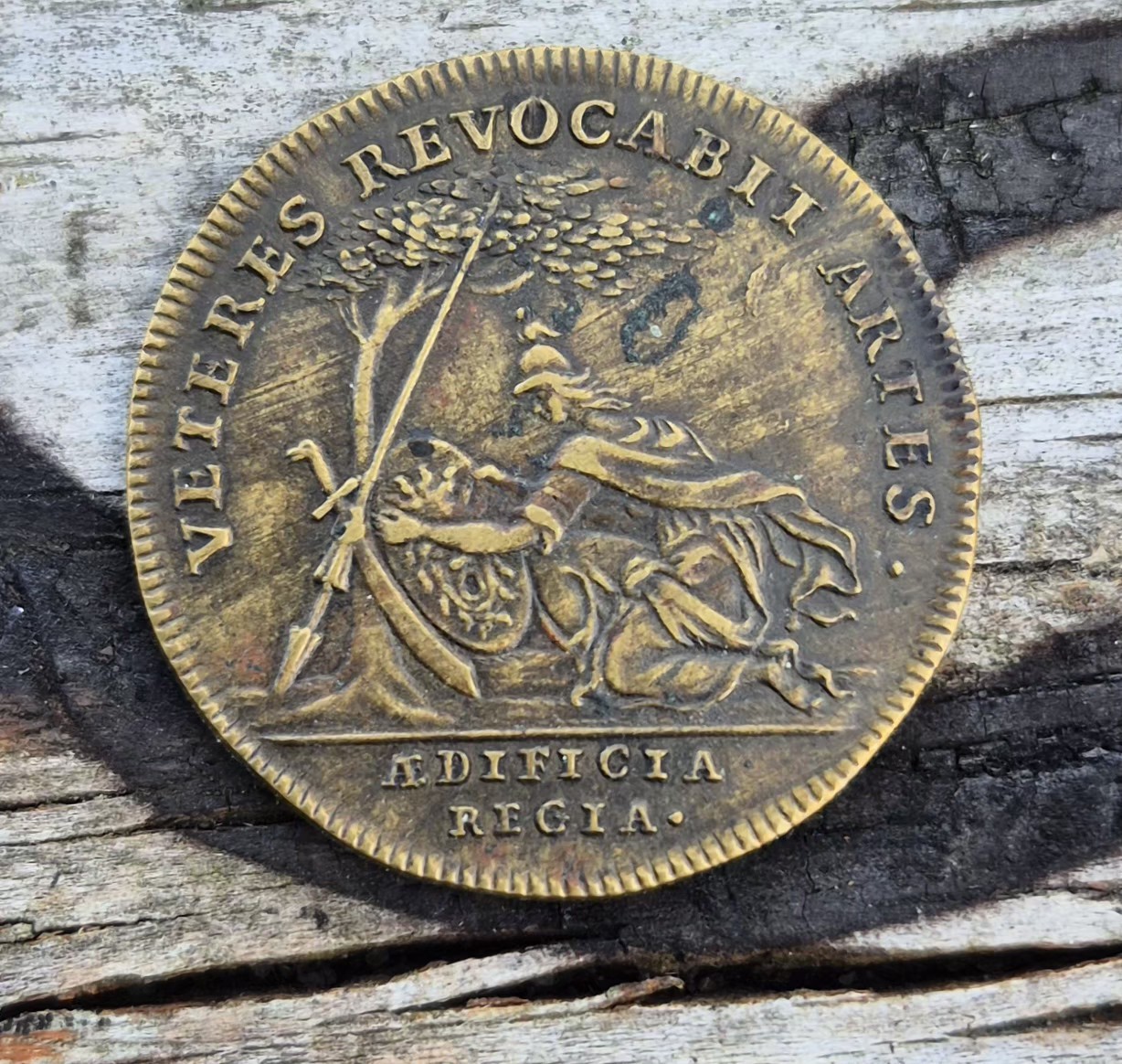 1695 Colonial Brass Copper "Apollos Gift For Athenas Wisdom" Token Coin 