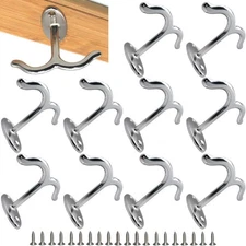 10 Pcs Zinc Alloy Ceiling Double Hook Cabinet Wardrobe Coat Towel Hat Hooks