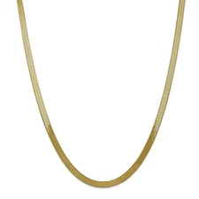 VFK 14K Gold Flat Herringbone Chain – Elegant 18'' Unisex Necklace