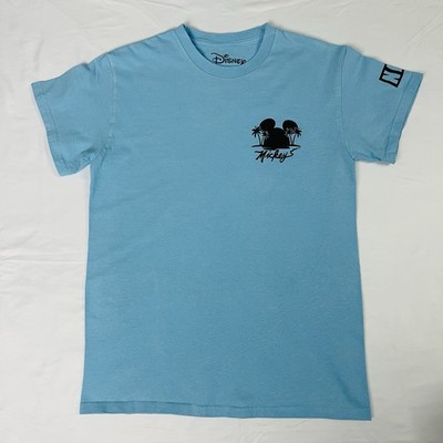 Neff x Disney Mickey Mouse Palms Graphic T-Shirt Blue Small Tropical Beach EUC