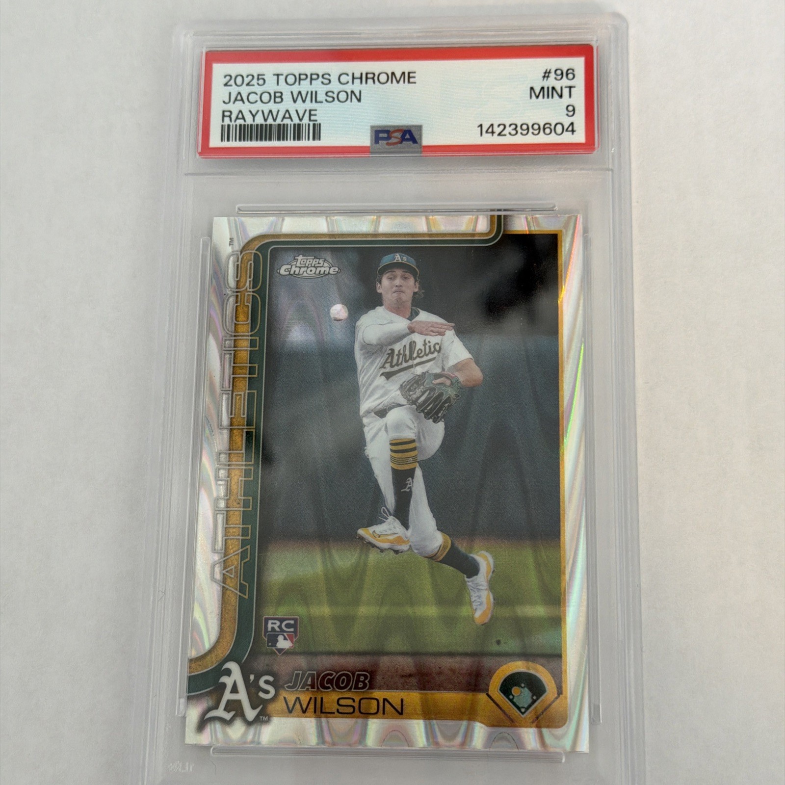 2025 Topps Chrome Jacob Wilson RayWave Refractor (RC) #96 PSA 9 MINT - Athletics
