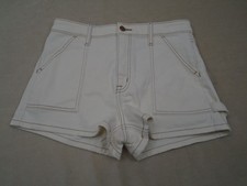 Womens Eunina Lulu High Rise White Denim Shorts Brown Stitched Size Medium