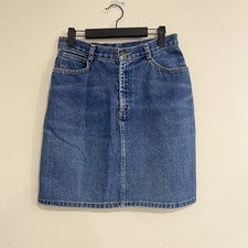 Vintage 80s Soft Denim Mid-Length Skirt A-Line Blue Modern Size 8 Americana