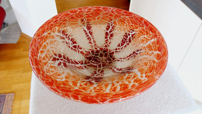 Schwere Glas Schale - WMF ''Ikora'' by Wiedmann - dekorativ -Breite 24 cm - 0,6 kg