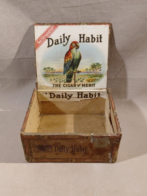 Vintage Daily Habit Cigar Box 1st District Pennsylvania Parrot Graphics Logo