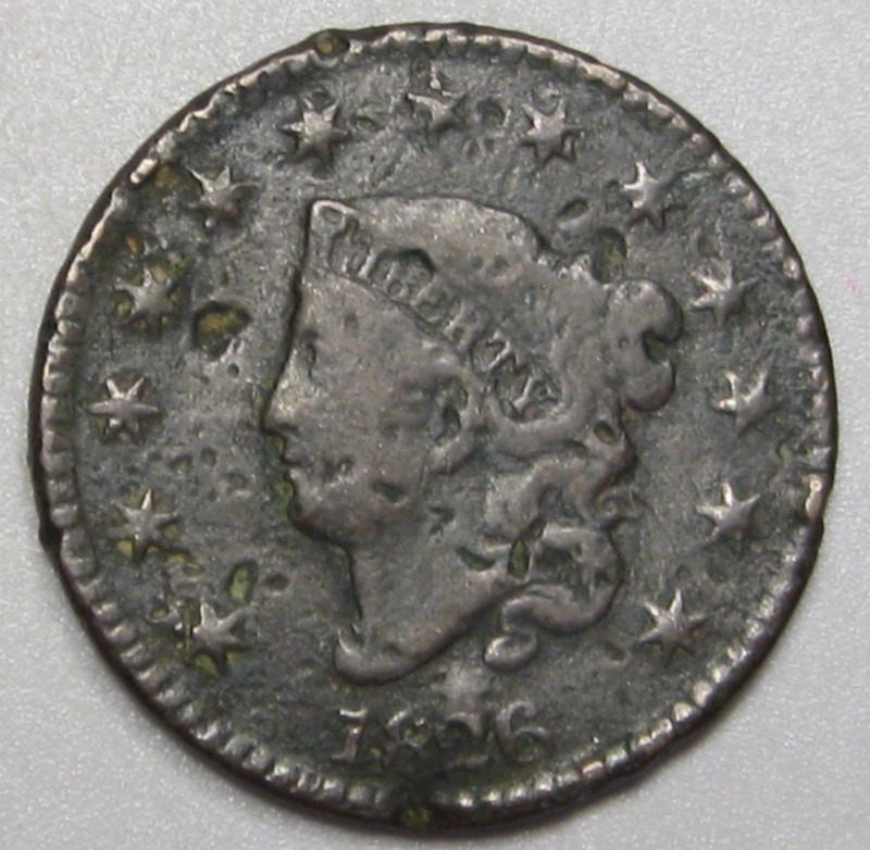 1826 Large Cent- Damage. #33 w