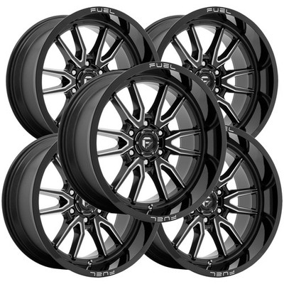 (Set of 5) Fuel D761 Clash 6 20x9 6x5.5'' +1mm Black/Milled Wheels Rims 20'' Inch