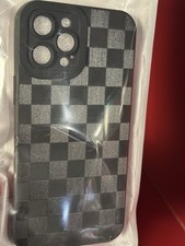 iPhone 12 Pro Max Case Checkered Case Grey Bl...
