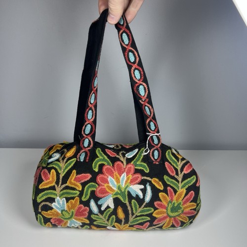 Silly Yeti Boho Hippie Jute Purse Duffle Bag Embroidered Floral. - 第 4/10 張圖片