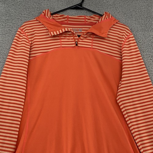 Mountain Hardwear Hoodie Womens Large Orange Striped Butterlicious Hiking - Picture 2 of 13