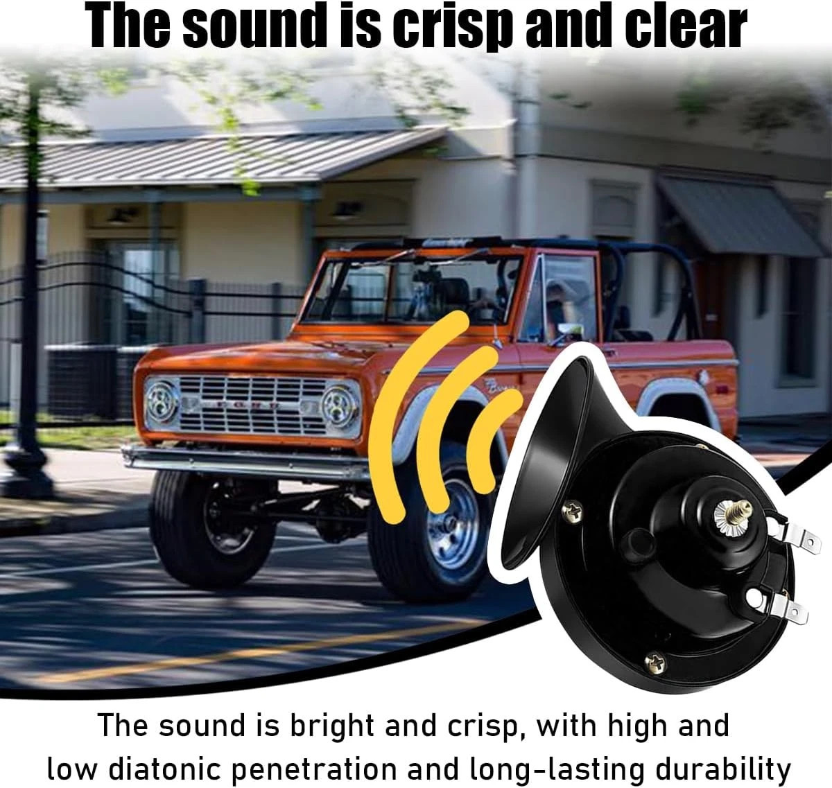 300DB Super Loud Car Horn, 12V Waterproof Durable Auto Air Electric Black