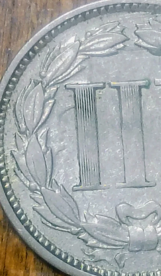 1865 three cent 3c Nickel Counter Clash Error strike wreath on both sides die - Image 3 of 4