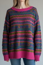 NWT Wild Fable Women's Multicolor Striped 3D Knit Sweater Size M Streetwear