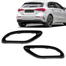Sport-Auspuffblenden Blende SET Schwarz passt f&uuml;r Mercedes A-Kl. W177 AMG-Line