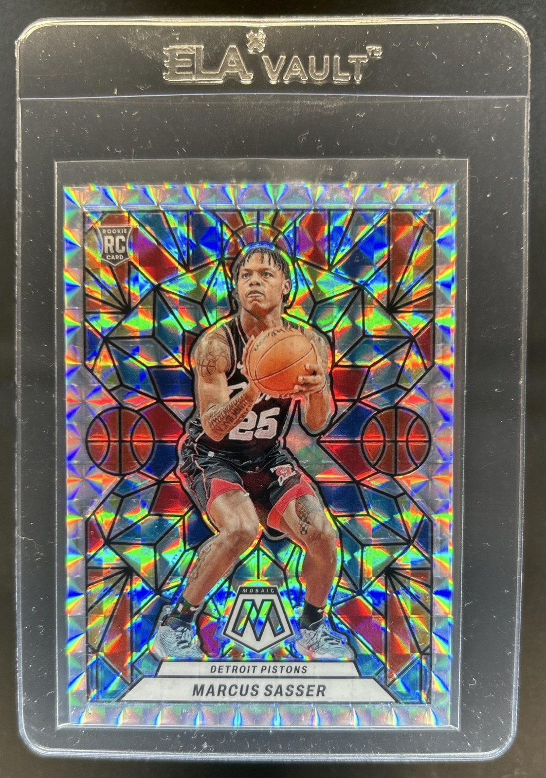 2023-24 Panini Mosaic Marcus Sasser Stained Glass RC Rookie #21 Pistons