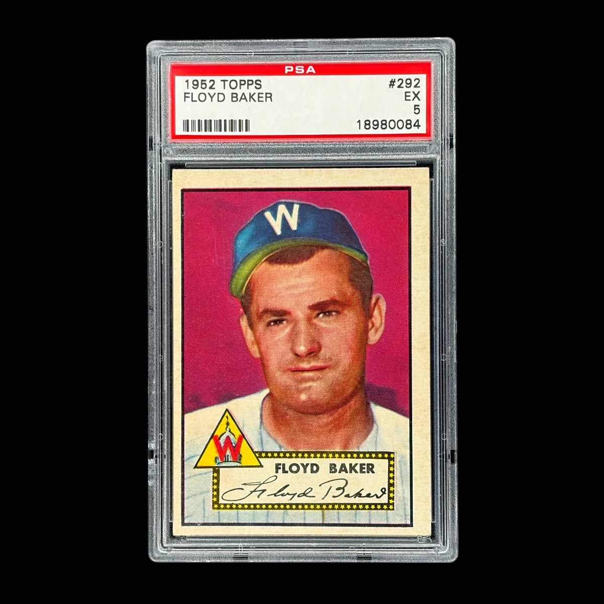 1952 Topps #292 FLOYD BAKER PSA 5 EX 18980084