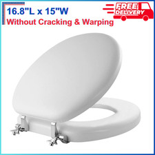 Round Cushioned Toilet Seat w Chrome Hinges Easy Clean Soft Comfort, Made In USA