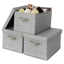  Storage Bins with Lids, Storage Boxes, Closet Storage Large Ash Gray