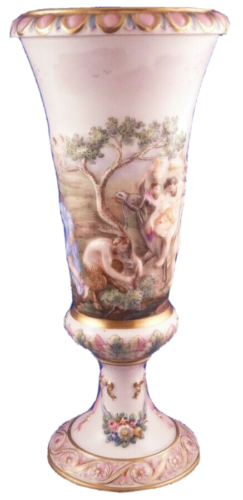Antique 19thC Ginori Doccia Porcelain Relief Scene Goblet / Vase Porzellan - Picture 1 of 9