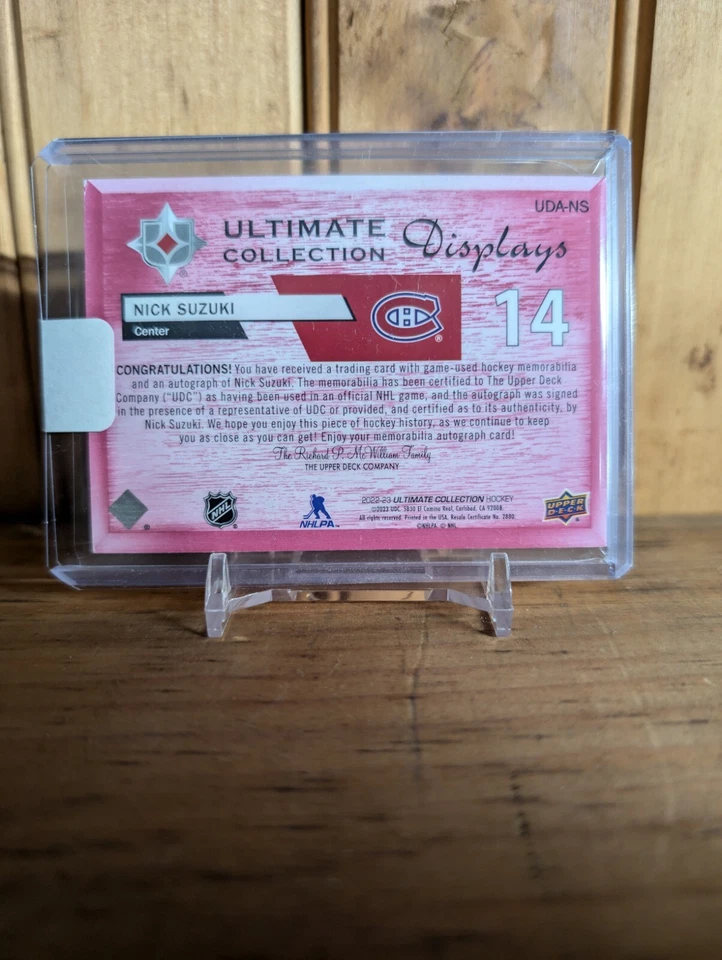 2021-22 Upper Deck Ultimate Collection Displays Nick Suzuki Jersey Tag Auto /6 - Image 2 of 2
