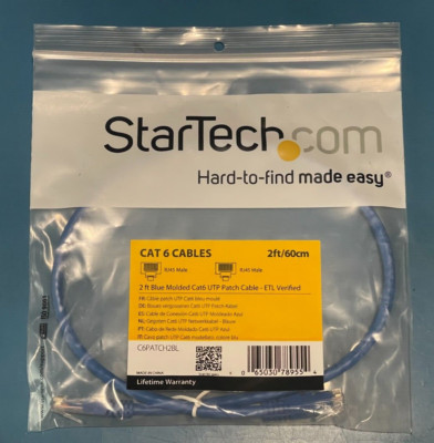 StarTech.com 2 ft Blue Molded Cat6 UTP Patch Cable - ETL Verified (Lot of 10)