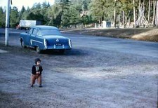Classic Ford Customline Car Parked Toddler Boy 1950s 35mm Slide