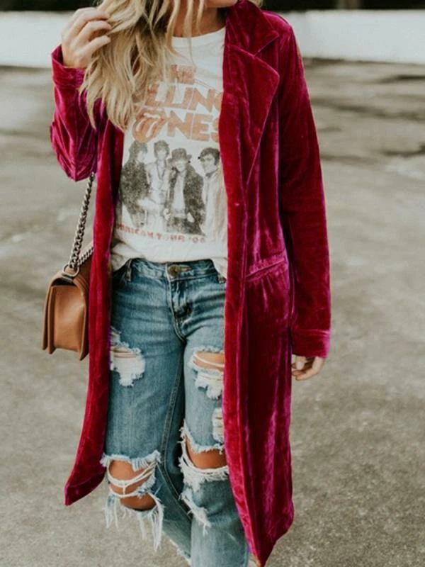 Pink velvet hotsell trench coat
