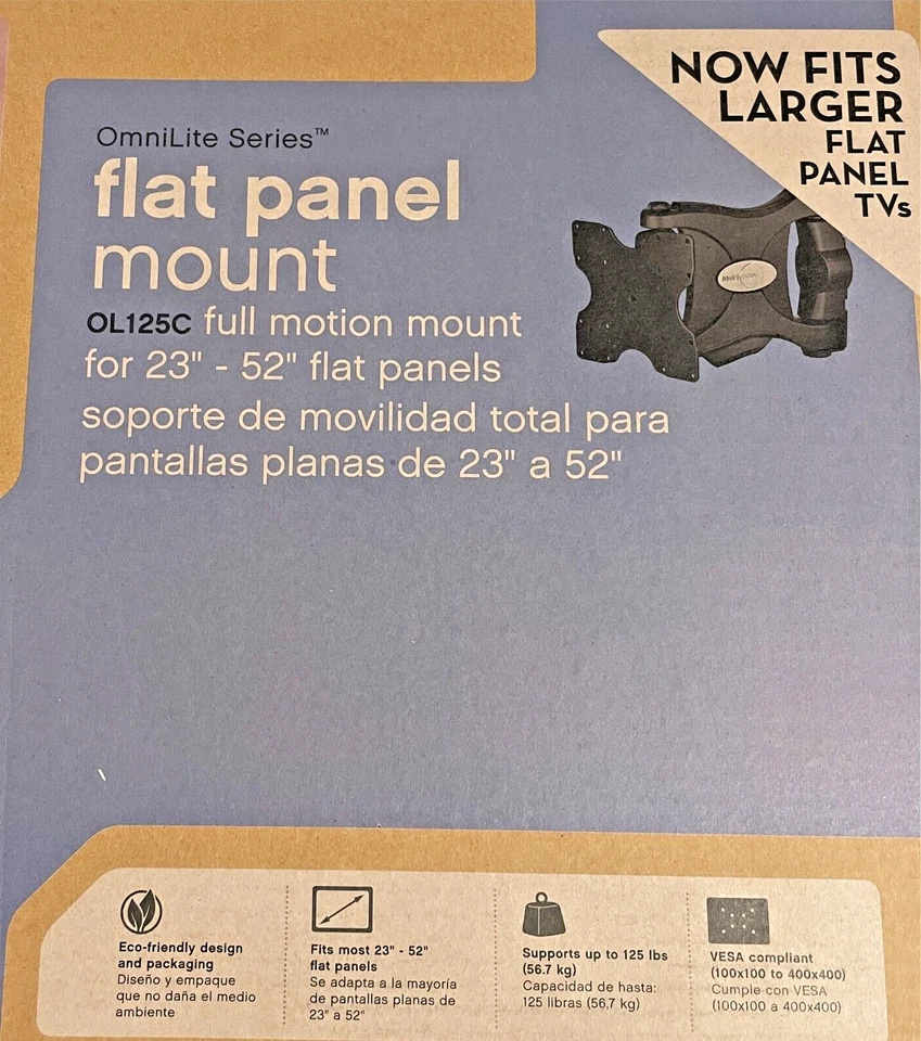 Montaje en panel plano serie OmniLite OL125C para paneles de 23 a 52 pulgadas / NUEVO Foto 2 de 4