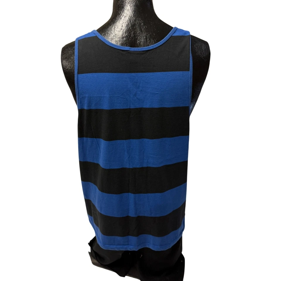 Vtg 80 90's Nike Blue Stripe Tank Top Yellow Spell Out Workout Gym Muscle Shirt - Image 2 of 4