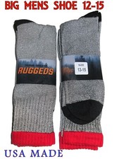 4 Pairs BIG Mens 13-15 Ruggeds 81 Wool Mid Calf Thermal Light Weight Boot Socks