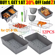 12X Silicone Air Fryer Liners Accessories for Ninja Dual SL400UK AF300UK AF400,U