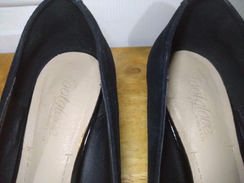 Footglove Wider Fit Black Suede Wedge Heel Slip On Women's Court Shoes UK-5 - Picture 6 of 8
