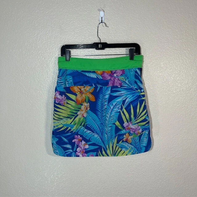 Falda RLX Ralph Lauren Mujer Pequeña Skort Azul Verde Floral Elastizada Atlética Foto 4 de 4