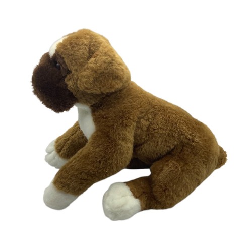 "Juguete artístico de peluche de perro boxeador marrón y blanco de colección 12"" suave y tierno" - Imagen 6 de 7