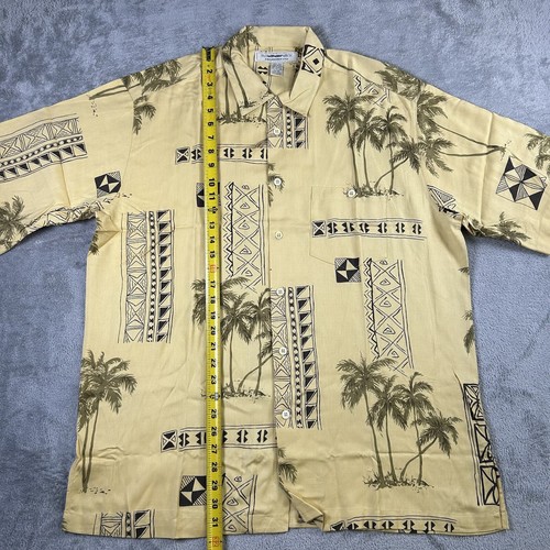 NEW Island Republic Hawaiian Tribal 100% Silk Button Up Aloha Shirt Mens XL - Picture 8 of 10