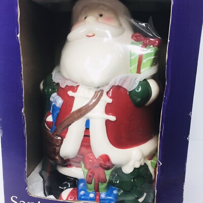 Christmas Santa Claus Ceramic Painted Cookie Jar 11'' Rite Aid New In Box