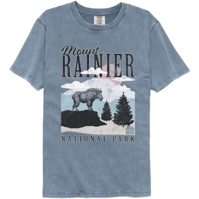 Mount Rainier National Parks Adult T-Shirt WASHINGTON New Official Blue Jean
