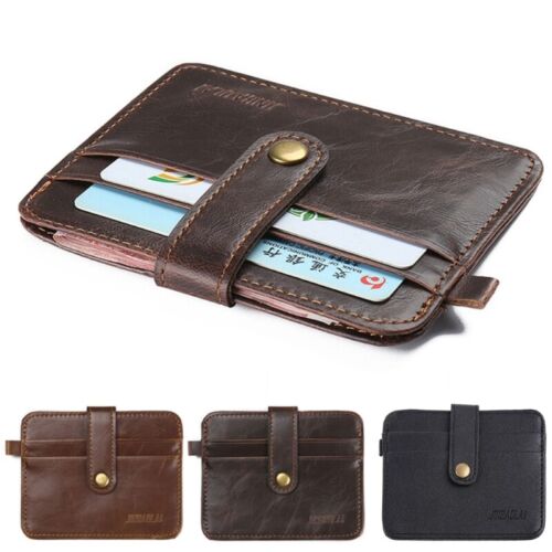 Men s Faux Leather Small ID Business Wallet Holder Slim Pocket for C - Picture 1 of 10