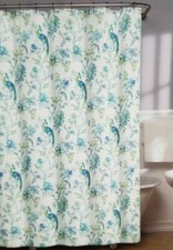 Signature Modern Classics Peacock Fabric Shower Curtain 72" x 72" NIP