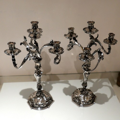 19th Century Pr French Antique Four Light Cast Silverplate Candelabra Circa 1865 - 第 1/12 張圖片